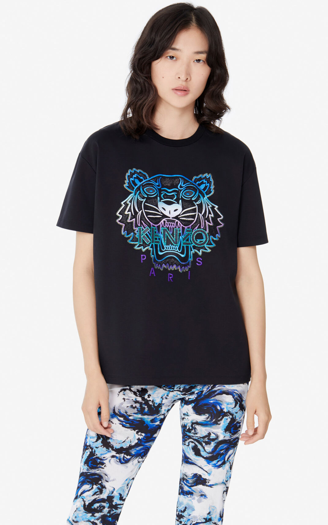 T Shirt Kenzo Femme Tiger Noir RFNLE-2016